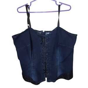 MXM Denim Stretchy Corset With Black Lace